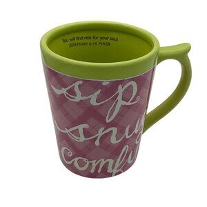 DaySpring Sip Snug Comfy Stay in Jammies Colorful Mug Bible Verse Inside Design
